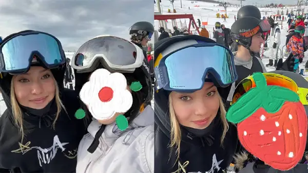 Gu Ailing appeared at the Canadian ski resort for training and took a photo with fans with a big smile.