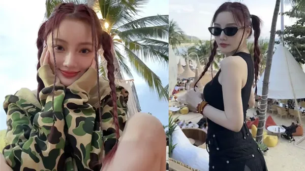 李小璐晒三亚度假美照 穿迷彩外套大秀香肩美腿白到发光