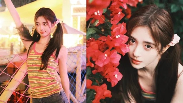 鞠婧祎晒泰国游玩库存照 托腮微笑卖萌少女感十足