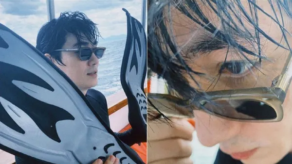 朱一龙分享潜水六宫格 摘墨镜怼镜头摆拍睫毛根根分明