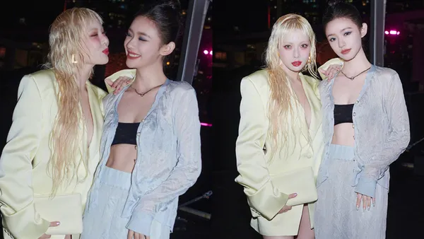 林允晒与泫雅同框看秀合照 搂肩嘟嘴玩亲亲画面养眼