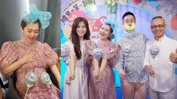 Selina is very pregnant and has a party for the baby. The photo taken with family and friends is excellent.