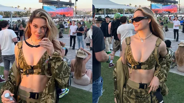 谷爱凌晒照嗨玩科切拉 穿迷彩抹胸衣大秀腹肌热辣酷拽