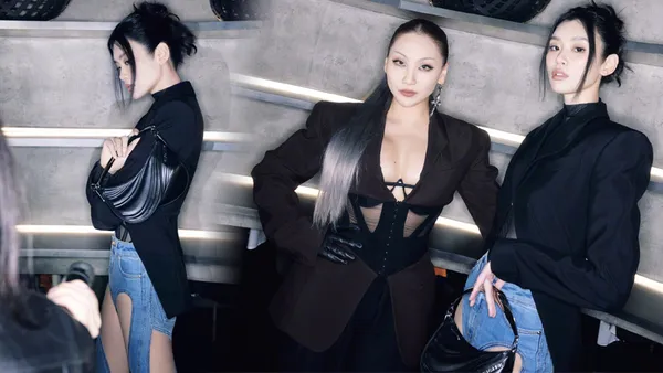 不是上课是上班!奚梦瑶黑色上衣配个性牛仔裤 大秀好身材