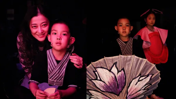 Mei Ting posted a message to support the children's drama performance and the cleverness and loveliness of Yang Yang in costumes.