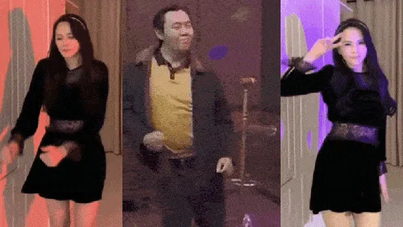 秦昊直播间再跳龚彪舞 伊能静妆发精致隔空合跳