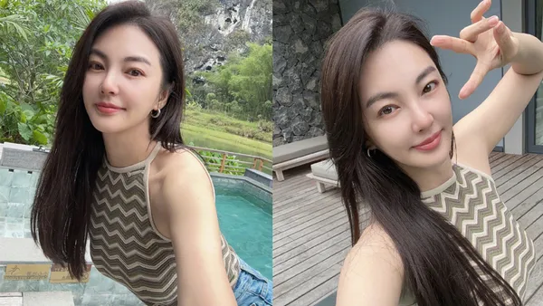 张雨绮出发前往法国戛纳 穿无袖上衣比耶自拍美貌在线