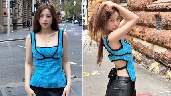 虞书欣分享悉尼游玩照 穿蓝色背心大秀美背小蛮腰