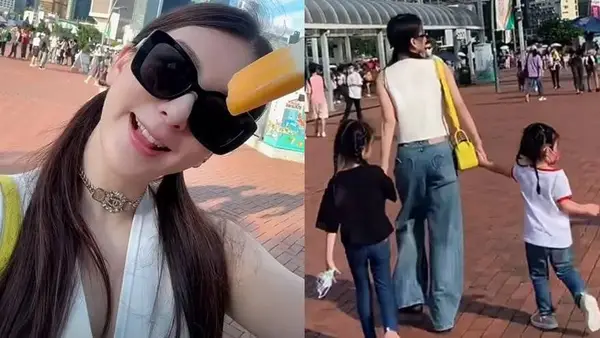 方媛带娃出游紧牵女儿手 郭富城掌镜拍母女三人超温馨