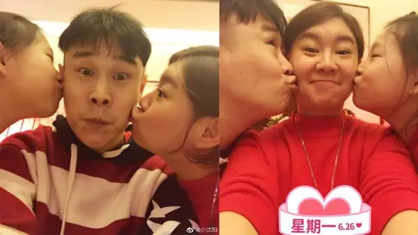 小沈阳晒照庆祝结婚19周年 一家三口亲吻脸颊温馨有爱