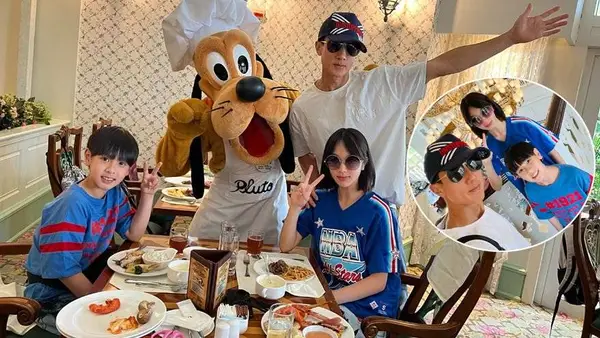 吴尊带孩子游香港迪士尼 NeiNei和Max穿搭靓丽颜值高