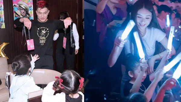 Fang Yuan took her daughters to the Aaron Kwok concert to praise her husband's cool stage and shocked the audience.