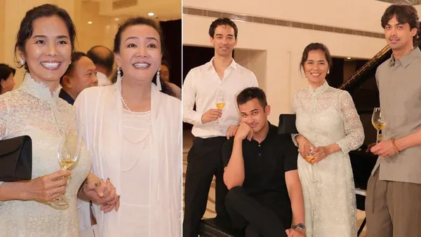 Wei Wei took her three sons to the concert and shook hands with Zhang Lan with a bright smile.