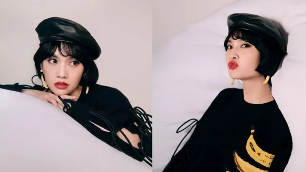 Rainie wears a beret and wears a cool rustle to the camera, which is sweeter than her heart.