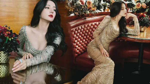 迪丽热巴穿银色钻石礼裙好性感 水蛇腰身材太惹眼