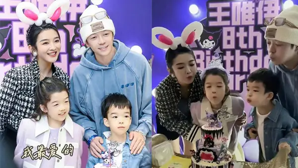 Wang Yuexin and Wu Yating kissed their daughter on the cheek for their daughter's birthday.