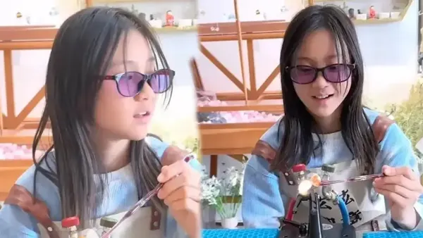 贾乃亮晒女儿烧玻璃视频 甜馨恬静可爱亭亭玉立