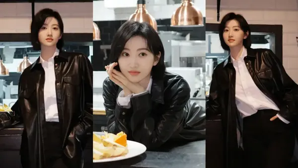 景甜皮衣短发好潇洒 老公姐造型锐利率性气场全开