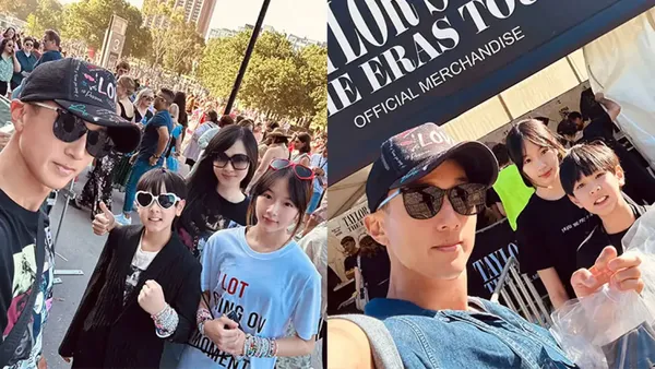 Wu Zun and his wife took two children to watch the show. NeiNei is full of feelings for the girl in the mirror.