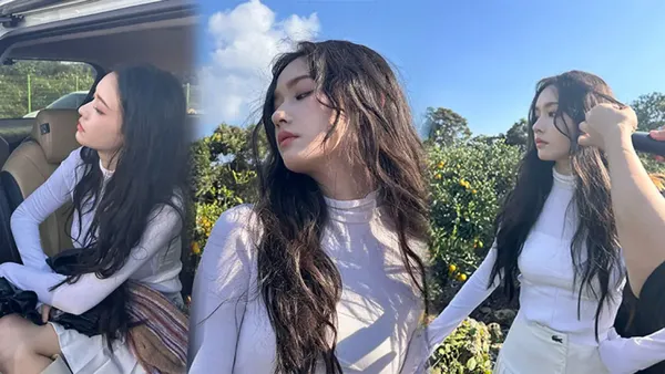 林允春日随拍氧气感拉满 黑色大波浪松弛迷人