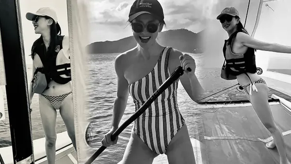 朱珠分享海岛泳装随拍 笑容明媚身材好优越