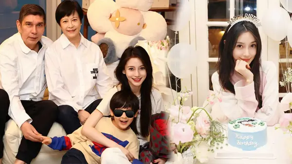 杨颖晒与家人合照 小海绵帅气脸型像妈妈