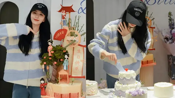 刘诗诗37岁庆生照释出 穿蓝白毛衣切蛋糕温馨朴素