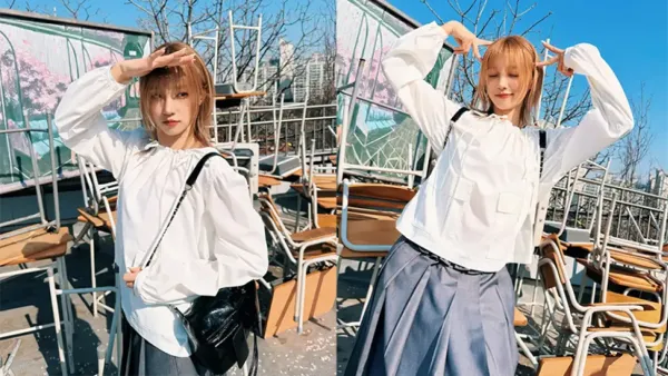 Song Yuqi transformed into a female high school student! Short blonde hair is beautiful and lively