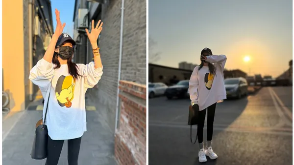 杨幂晒夕阳下班随拍心情舒畅 穿大码卫衣简单美好