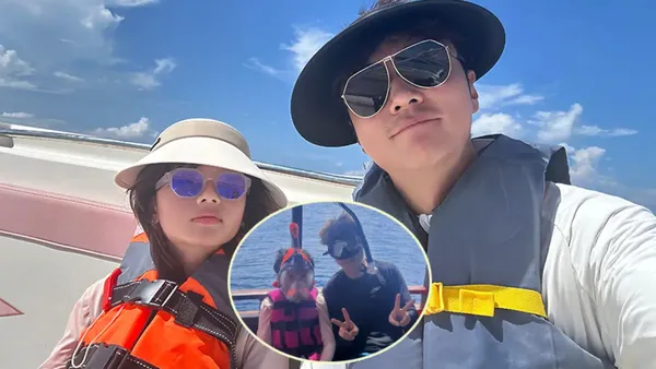 Zhang Danfeng took his daughter to sea for a trip. The father and daughter had love and posted a warm picture