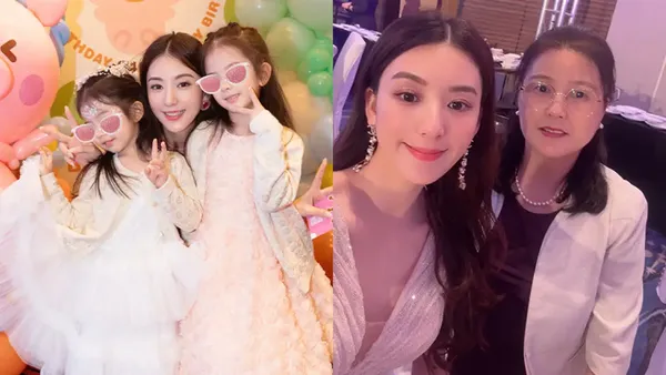 方媛与两个女儿合影秀母爱 晒女儿送的礼物好幸福