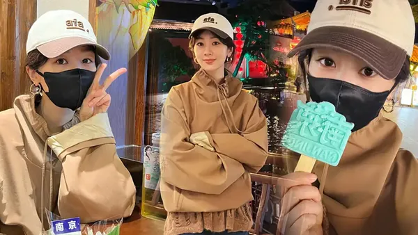 Yang Zisun's life is photographed, wearing a cap and smiling generously, full of vitality