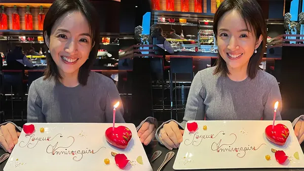 Lin Yichen sunned her face and celebrated her birthday, taking photos of the cake, closing her eyes, making a wish, smiling brightly