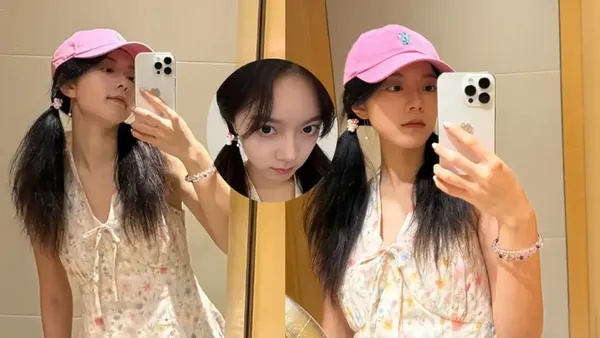 赵今麦扎双马尾穿挂脖碎花上衣 活泼可爱少女感满满