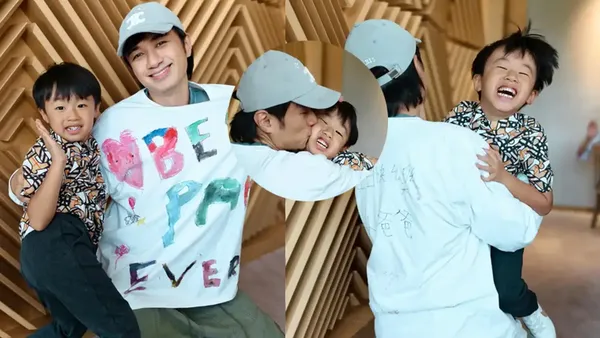 Gu Juji celebrated his birthday with his family and took a photo with his son in his arms. His eyes were very doting.