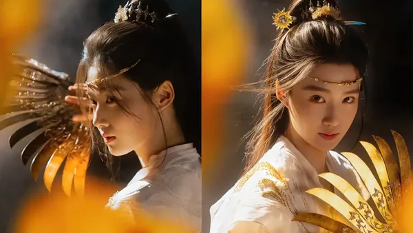 卢昱晓穿红色古装气质清冷 单手持剑英姿飒爽