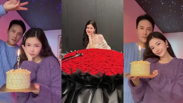 Du Chun and Wang Can took a photo together to celebrate the 9th wedding anniversary and dry 999 roses, sweet and romantic