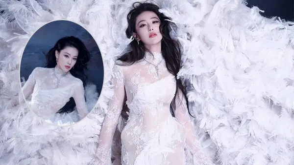 张馨予｜千年狐妖的纯白魅惑，在羽毛与蕾丝间演绎国风绮梦