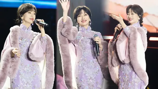 赵雅芝穿淡紫旗袍献唱 古典优雅与舞台魅力交织