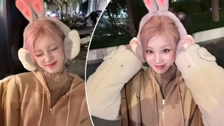 宋雨琦的“兔系圣诞”：粉发+兔耳，把冬日甜妹的buff叠满了