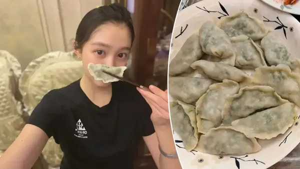 关晓彤冬至的顶配幸福：妈妈的饺子+小狗的陪伴