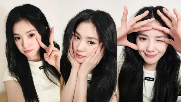 刘浩存对镜比耶表情灵动 俏皮wink尽显娇俏少女感