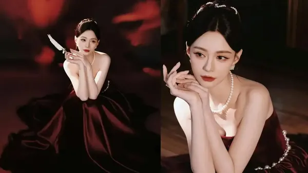 红裙缱绻，眉眼含春，沈梦辰解锁小年最美打开方式