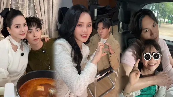 伊能静晒家人合照庆祝情人节!与老公秦昊同框比心好甜蜜