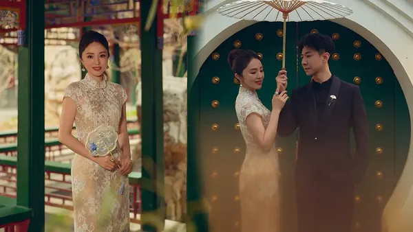 董璇与小9岁老公合体拍大片！中式园林里的浪漫春日序章