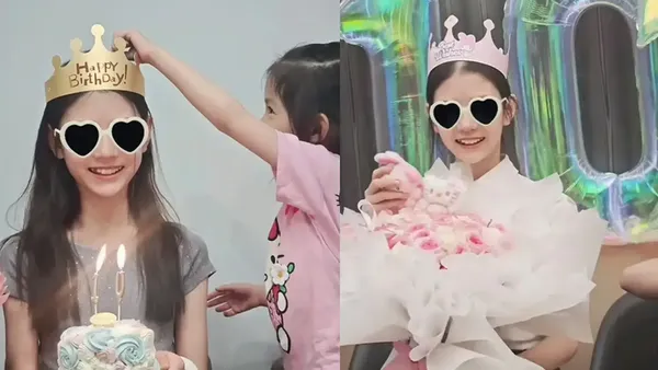 张梓琳晒照为10岁大女儿庆生 胖妹双手捧蛋糕笑容灿烂